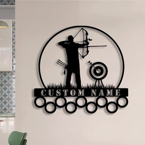 Custom Metal Archery Medal Hanger Wall Art Light, Archery Player Medal Holder, Medal Display Awards Sign, Archery Lover Gifts, Archery Rack