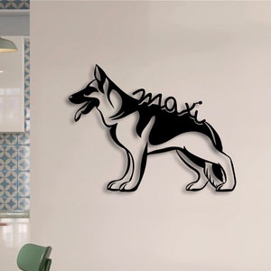 Personalized German Shepherd Dog Metal Wall Art Decor, German Shepherd Name Sign Decoration For Home, Dog Lover Wall Decor, Metal Wall Art