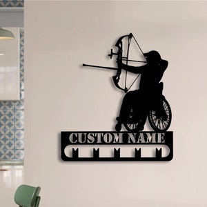 Custom Wheelchair Archery Medal Hanger Wall Art Led Light, Archery Player Medal Holder, Archery Hanger Gifts, Medal Display Awards Sign