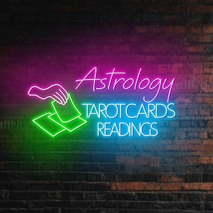 Astrologie tarotkaarten lezingen neon kunst aan de muur, tarot lezing winkel led bord, tarot led bord, waarzegster bord, paranormale tarot winkel decor