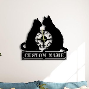 Custom Love Cat Theme Metal Clock For Wall Decor, Wall Clock Unique for Home Decor and Wall Arts, Personalized Cat Clocks, Cat Lover Gifts
