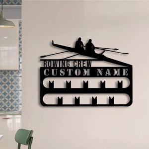 Custom Metal Rowing Crew Medal Hanger Wall Art Led Light, Rowing Crew Player Medal Holder, Medal Display Awards Sign, Rowing Crew Lover Gift