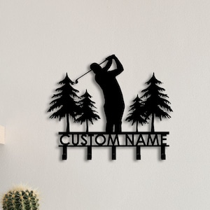 Portachiavi in metallo personalizzato per giocatore di golf, amante del golf, portachiavi decorativo, appendiabiti in metallo, gancio appendiabiti da ingresso, appendiabiti per chiavi in metallo, organizzatore di chiavi