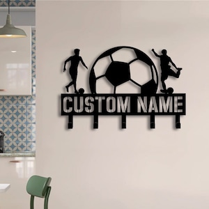 Portachiavi in metallo da calcio personalizzato, Portachiavi decorativo per calciatore, Appendiabiti in metallo, Ganci appendiabiti da ingresso, Appendichiavi in metallo, Organizzatore di chiavi