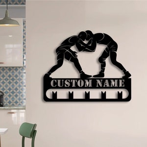 Custom Metal Wrestling Medal Hanger Wall Art Led Light, Wrestling Player Medal Holder, Wrestling Hanger Gifts, Medal Display Awards Sign