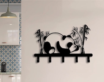 Custom Panda Metal Key Holder, Decorative Entryway Coat Hooks, Morden Key Hanger