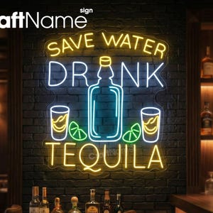 Tequila Drinking Neon LED Sign, Bold Drinking Quote Light for Cantina Bar or Party Decor, Eye-Catching Wall Accent, Gift for Tequila Fans