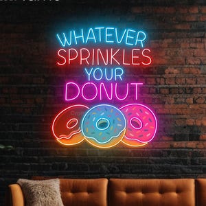 Donut Neon Sign, Acrylic Artwork for Donut Lover, Donut Led Wall Art, Neon Light Sign for Baker, Bakery Wall Decor, Dessert Bar Sign
