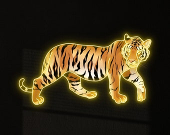 Tiger Neon Acrylic Print Sign, Tiger Led Light Sign, Custom Neon Sign, Wild Animal Wall Decor, Tiger Wall Art Led Light, Man Cave Decor