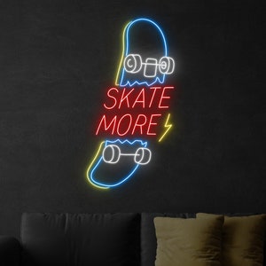 Light Up Skateboard Metal Skate Shop Sign LED 3D Wall Art Teen Skater Room Decor Light Up Skateboard Metal Skate Shop Sign LED 3D Wall Art Teen Skater Room Decor
