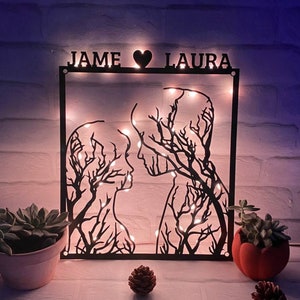 Personalized Couple Metal Led Wall Decor Light, Couples Metal Sign, Love Anniversary Wall Art, Valentine&#39;s Gifts, Valentine&#39;s Day Wall Decor