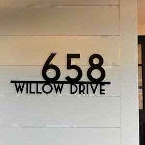 Personalized Modern Number Metal Address Sign, Custom Swirl House Number Metal Metal Name Sign Outdoor, Outdoor House Number, Address Metal