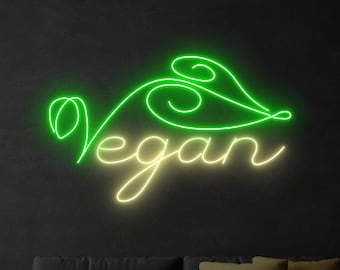 Vegan Neon Sign, Vegan Led Sign, Custom Neon Sign, Vegetarian Restaurant Wall Decor, Vegetarian Food Store Wall Decor, Healthy Food Light
