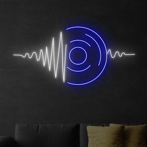 90s Music Record Neon Sign, Vinyl Record Led Sign, Custom Neon Sign, Record Player Shop Decor, 90s Music Club Light, Music Studio Wall Art