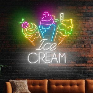 Colorful Ice Cream Led Sign, Ice Cream Dessert Neon Sign, Custom Neon Led Light, Gelato Ice Cream Shop Led Light, Dessert Shop Wall Decor