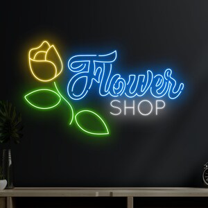 Flower Shop Neon Sign, Flower Shop Neon Sign, Custom Neon Sign, Rose Flower Store Wall Decor, Flower Shop Wall Art, Flower Lover Gift