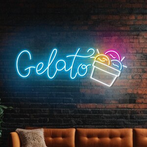 Gelato Led Sign, Ice Cream Neon Sign, Custom Neon Led Light, Gelato Ice Cream Shop Led Light, Dessert Shop Wall Decor, Open Gelato Shop Sign