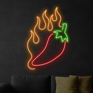 Fire Chilli Neon Sign, Fire Chilli Led Sign, Custom Neon Sign, Spicy Food Restaurant Decor, Mexican Spicy Food Store Light Art, Spice Lovers