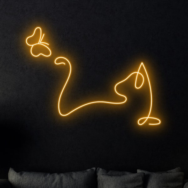 Enseigne néon chat papillon, chat papillon, enseigne au néon personnalisée, décoration murale pour animalerie, art lumineux pour boutique chat, enseigne LED pour spa pour animaux de compagnie, cadeau pour amoureux des chats