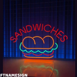 Sandwiches Led Sign, Sandwich Fast Food Neon Sign, Custom Neon Sign, Sandwich Restaurant Decor, Sandwich Store Wall Art, Sandwich Lover Gift