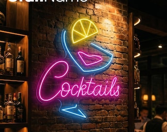 カクテル＆ドリームネオンサイン、カクテルドリームLEDサイン、バーの