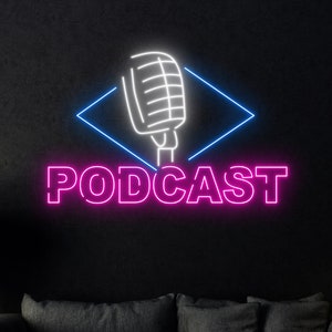 Podcast Neon Sign, Podcast Led Sign, Custom Neon Sign, Recording Room Wall Decor, Podcast Radio Music Club Wall Art, Microphone Led Light
