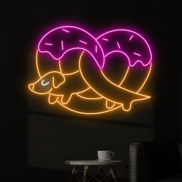 Dachshund Donut Neon Sign, Donut Led Sign, Custom Neon Sign, Donut Store Wall Decor, Bakery Neon Light, Coffee Shop Wall Art, Gift For Mom