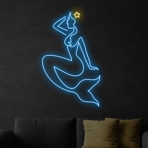 Beautiful Mermaid Neon Sign, Mermaid Led Sign, Custom Neon Sign, Beach Party Outdoor Decor, Gifts For Daughter, Mermaid Lover Gifts
