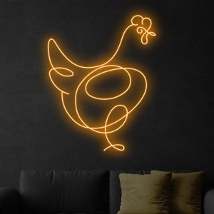 Chicken Line Neon Sign, Chicken Line Led Sign, Custom Neon Sign, Fried Chicken Restaurant Light, Chicken Lover Gifts, Farmhouse Decor