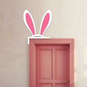 Easter Bunny Ears Door Topper Metal Wall Art, Rabbit Door Corner, Rabbit Door Hanging, Bunny Lovers Bedroom Door Decor, Nursery Room Decor