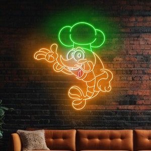 Shrimp Chef Led-Schild, Shrimp Neon-Schild, Benutzerdefinierte Neon-Schild, Seafood Shop Wand-Dekor, Sea Shrimp Liebhaber Geschenke, Shrimp Restaurant Küche Decor