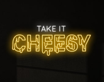 Take It Cheesy Neon Sign, Take It Cheesy Led Sign, Custom Neon Sign, Cheese Shop Wall Decor, Cheese Lover Gifts, Cheese Store Light