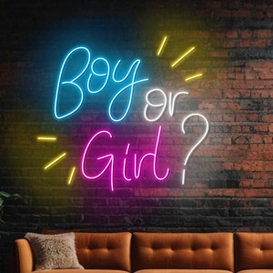 Jungen oder Mädchen Led Zeichen, Baby Gender Reveal Leuchtreklame, Benutzerdefinierte Leuchtreklame, Baby Shower Wand Dekor, Baby ersten Geburtstag Wandkunst, Baby Shower Sign