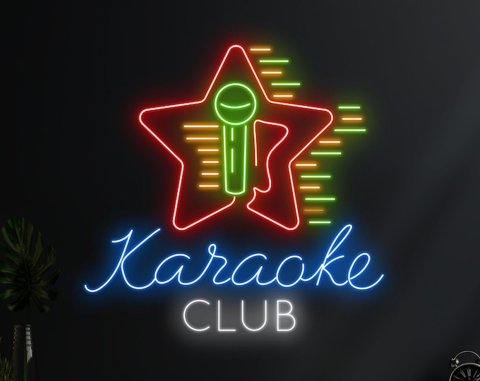Karaoke Club Neon Sign, Karaoke Night Led Sign, Custom Neon Sign, Music Party Decor, Karaoke Bar Pub Wall Light, Singing Lover Gifts