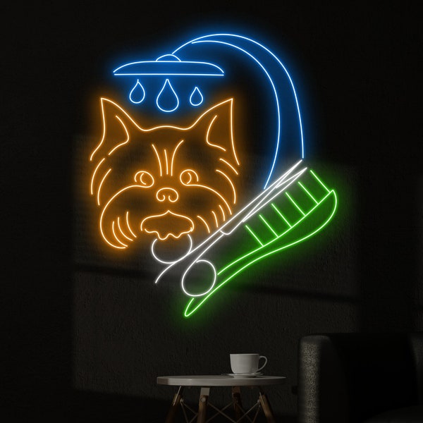 Dog Grooming Neon Sign, Dog Groomer Led Sign, Custom Neon Sign, Dog Clinic Wall Decor, Gift For Groomers, Grooming Shop Wall Art Led Light