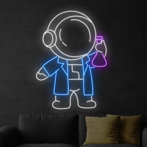 Astronaut Scientist Neon Sign, Astronaut Scientist Lab Led Sign, Custom Neon Sign, Toy Store Wall Decor, Science Laboratory Room Neon Light