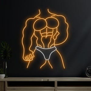 Muscle Man Body Building Neon Sign, Body Builder Led Sign, Custom Neon Sign, Gymmer Room Wall Decor, Gymnastic Wall Art Led Neon Light