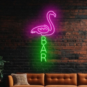 Flamingo Bar Neon Sign, Flamingo Home Bar Led Sign, Custom Neon Sign, Cocktail Bar Night Light, Bar Pub Wall Art Led Light, Custom Bar Sign
