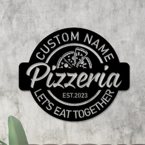 Personalisiertes Pizzeria Schild, Pizza Schild, Ladenschild, Küchendekor, Personalisiertes Geschenk, Metallschild, Restaurant Schild, Shop Signage, Business Logo Schild