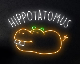 Hippotatomus Neon Sign, Potato Hippo Led Sign, Custom Neon Sign, Vegetable Store Wall Decor, Vegetable Market Led Light, Potato Lover Gifts