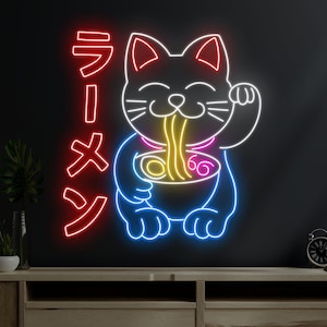 Lucky Cat Ramen Japan Neon Sign, Cat Ramen Led Sign, Custom Neon Sign, Japanese Ramen Restaurant Decor, Noodles Store Art, Ramen Lover Gifts