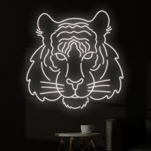 Tiger Line Neon Sign, Tiger Head Neon Sign, Custom Neon Sign, Tiger Animal Wall Led Light, Man Cave Decor, Wild Tiger Wall Art, Gift For Dad