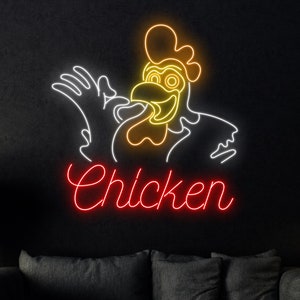 Cute Chicken Neon Sign, Fried Chicken Led Sign, Custom Neon Sign, Fried Chicken Restaurant Light, Fried Chicken Lover Gifts, Farmhouse Decor
