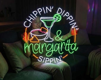 Margarita Neon Sign, Cocktail Bar LED Light Wall Art Decor, Gift for Margarita Lovers