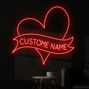 Insegna al neon con nome personalizzato a forma di cuore, insegna al neon con cuore d&#39;amore, insegna al neon personalizzata, decorazione da parete per matrimonio, decorazione da parete per San Valentino, regali di San Valentino per coppia