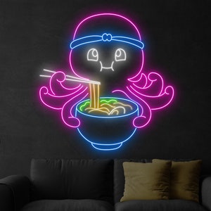 Octopus Ramen Neon Sign, Octopus Ramen Led Sign, Custom Neon Sign, Japanese Ramen Restaurant Decor, Noodles Store Art, Ramen Lover Gifts