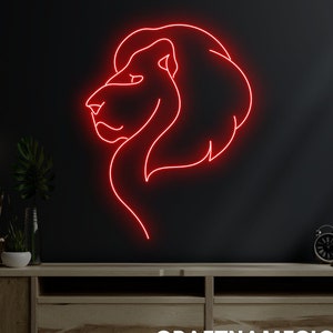 Lion Line Neon Sign, Lion Line Neon Sign, Custom Neon Sign, Bar Neon Night Light Decor, Man Club Light, Lion Lover Gifts, Man Cave Decor