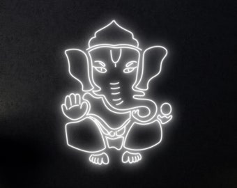 Ganesha Hindu God Led Sign, Ganesha Hindu Neon Sign, Custom Neon Sign, Boho Ganesha Statue Wall Decor, Hinduism Home Wall Art Led Light