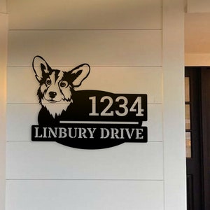 Custom Dog Lovers Number Metal Address Sign, Personalized House Number Metal Metal Name Sign Outdoor, Outdoor House Number, Address Metal