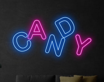 Sweetie Candies Neon Sign, Confectionery Led Sign, Custom Neon Sign, Candy Shop Wall Decor, Candy Lover Gifts, Sugar Candy Party Sign